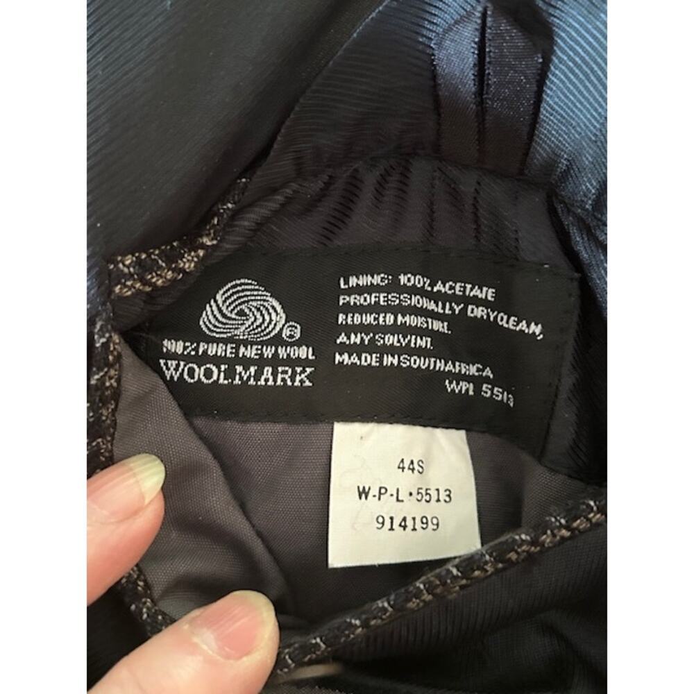 Men’s Wool Sport Coat 44S Brown/Charcoal Micro-Check, Woolmark - Picture 7 of 7